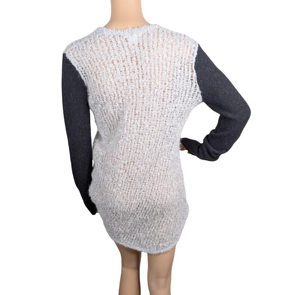 Helmut Lang Plaited Boucle Mohair Alpaca Asymmetric Colorblock Tunic Sweater S - Picture 9 of 11